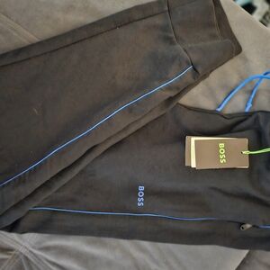Boss Black Sweatpants with Blue Trim
